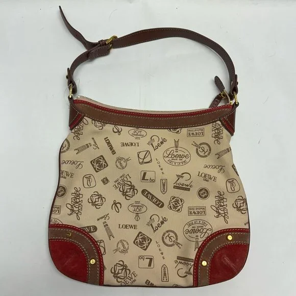 Loewe Tan and Red Logo Shoulder Bag - Picture 2 of 3